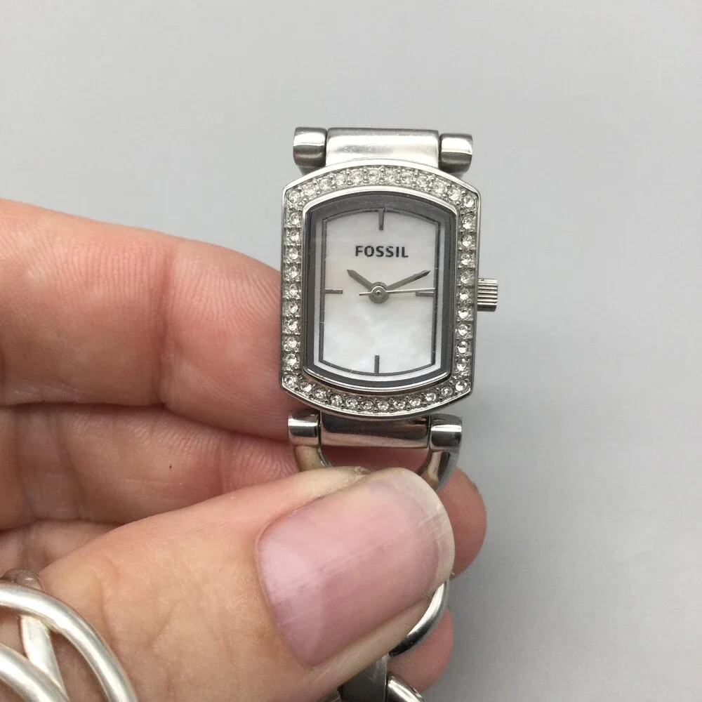 Fossil ES9792 Womens Watch 17mm MOP Dial Silver Tone Crystal New Battery 7
